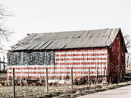 American Flag Barn By Jennifer Rigsby (Framed) Giclee Canvas