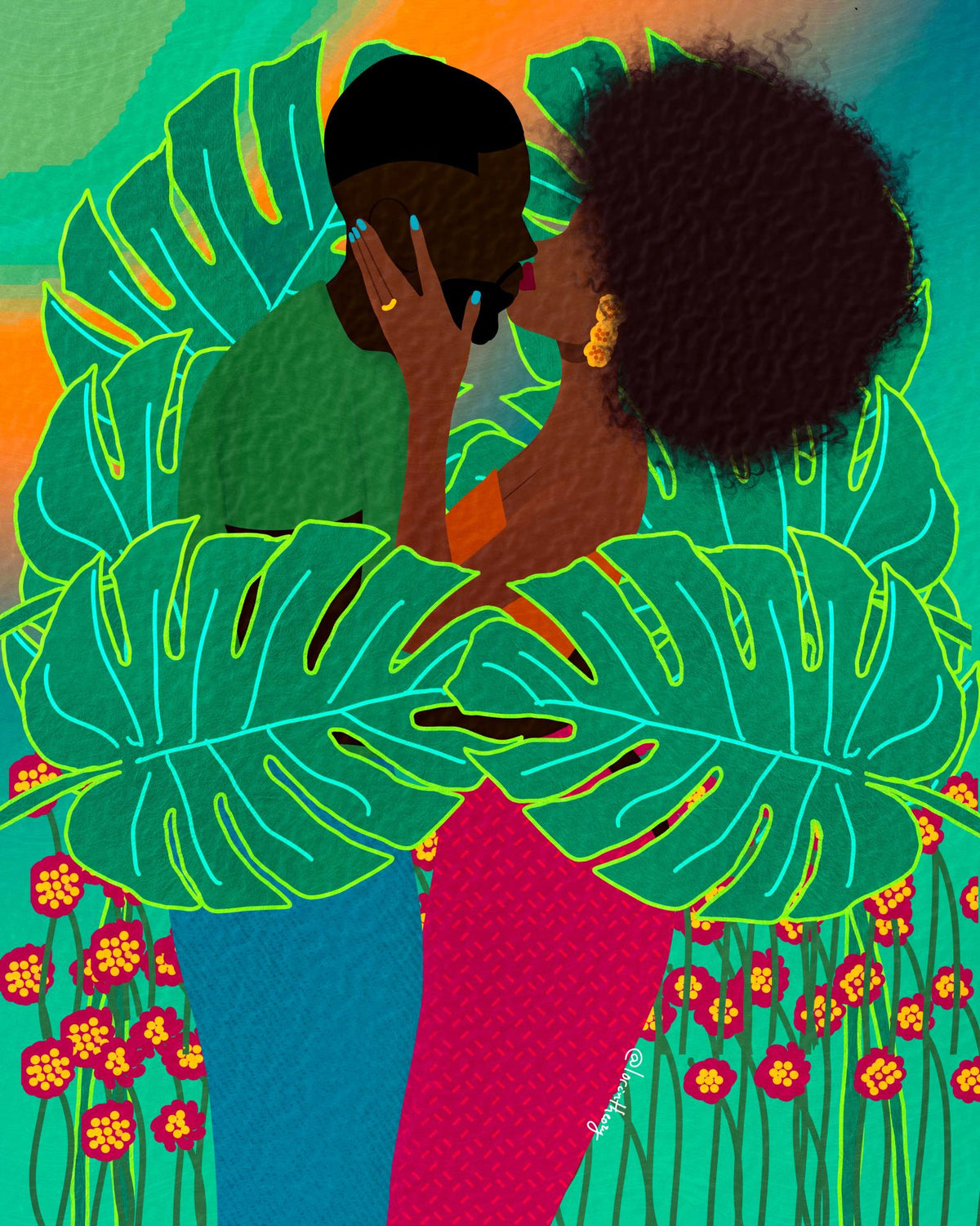 Lovers By Lorintheory  (Framed) Giclee Canvas