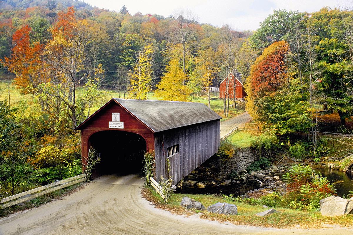 Vermont Covered Bridge By Danita Delimont (Framed) Giclee Canvas