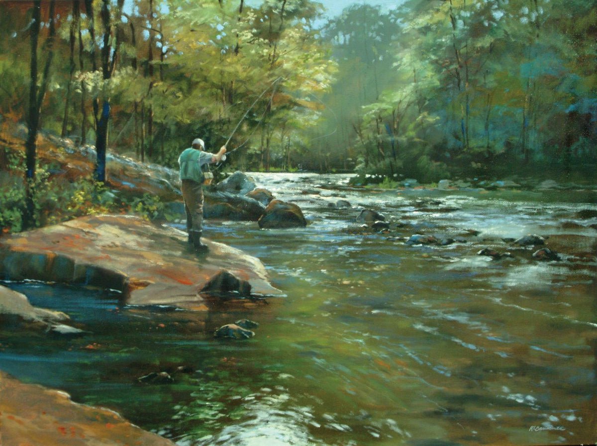 The Fly Fisherman By Roger Bansemer (Small)(Framed) Giclee Canvas