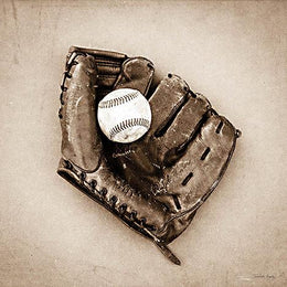 Vintage Baseball By Jennifer Rigsby (Framed)(Small) Giclee Canvas