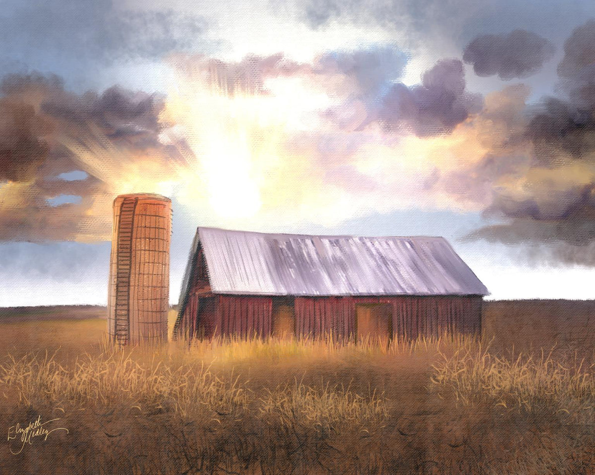 Sunset Farm By Elizabeth Medley (Framed)(Small) Giclee Canvas