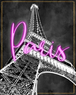 Neon Nights In Paris By Natalie Carpentieri (Framed)(Small) Giclee Canvas