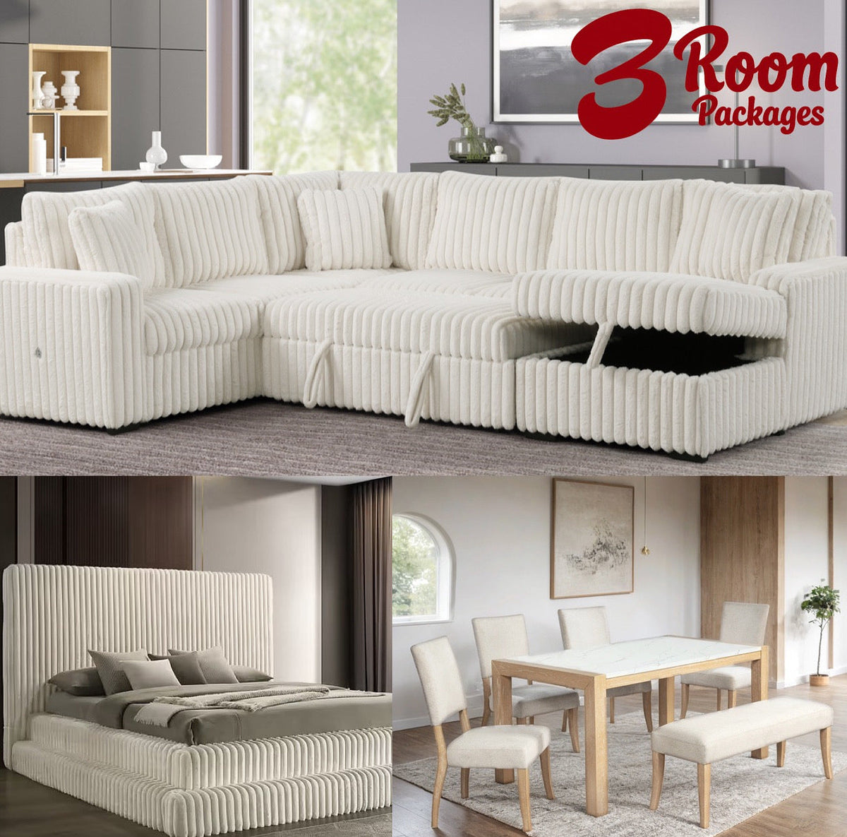 Celina 3-Room Package – Free Mattress or 50" Smart TV!