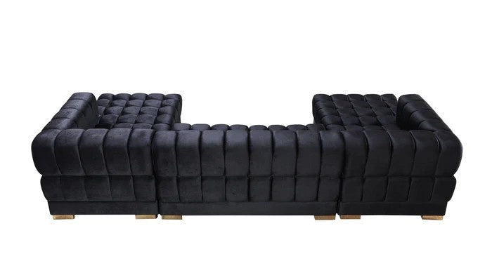 Ariana Black Velvet Double Chaise 138" Sectional