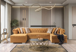 Lauren Mustard Velvet Double Chaise Sectional