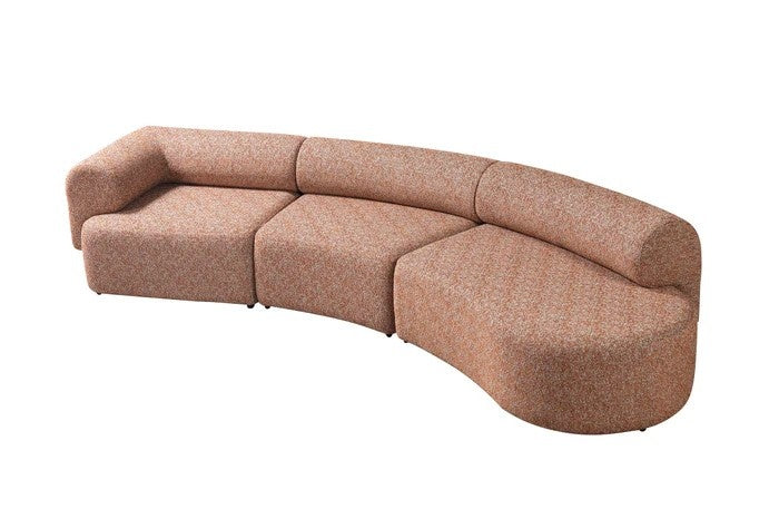 Lena Orange Boucle 3-Piece Curved 145" Sectional