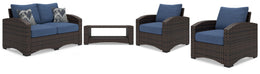 Windglow Outdoor Loveseat and 2 Chairs with Coffee Table