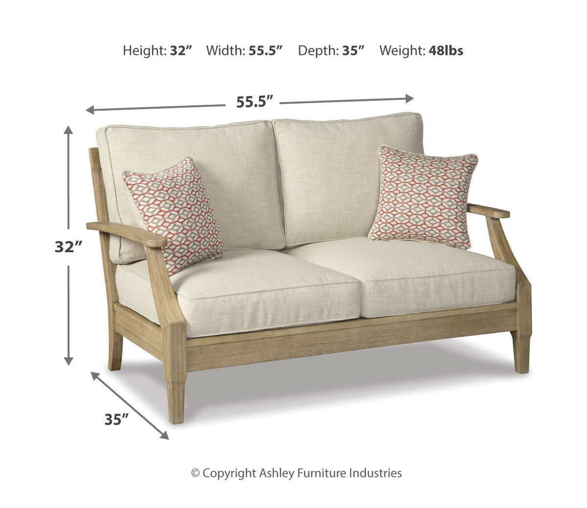 Clare View Outdoor Loveseat and 2 Lounge Chairs with Coffee Table and 2 End Tables