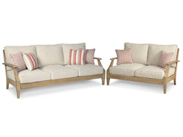 Clare View Outdoor Loveseat and 2 Lounge Chairs with Coffee Table and 2 End Tables