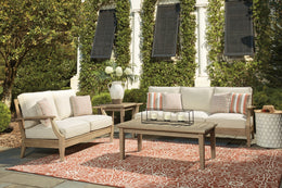 Clare View Outdoor Loveseat and 2 Lounge Chairs with Coffee Table and 2 End Tables