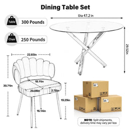 Round Glass Dining Set for 6 (White)