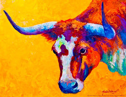 Bright Steer By Marion Rose (Small) Giclee Canvas