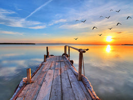 Sunset Dock By Kesipun (Small) Giclee Canvas