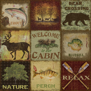 ***Monl*** Lodge Collage By Jean Plout (Small) Giclee Canvas