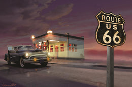 Route 66 By Yellow CafÃ© (Small) Giclee Canvas