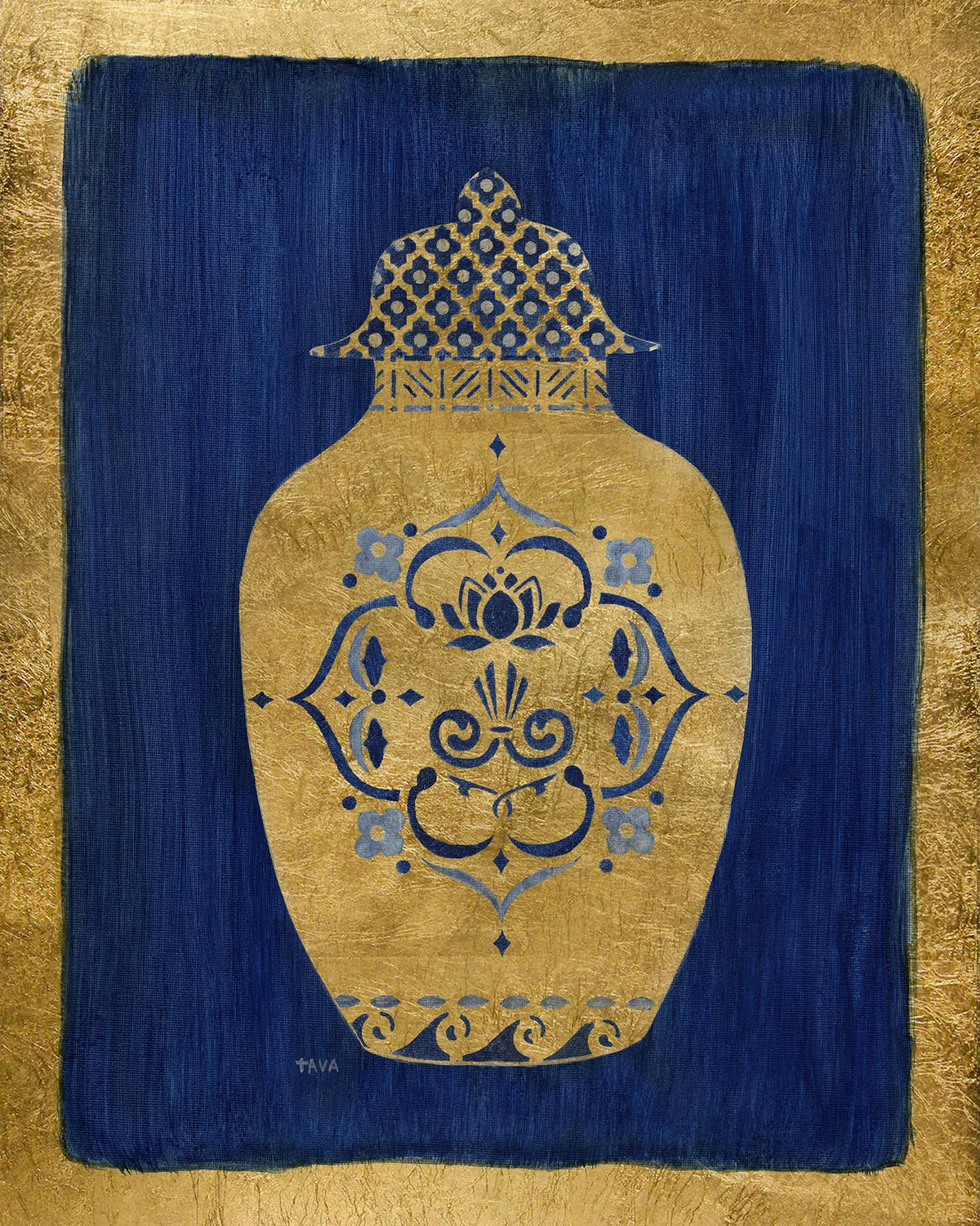 Sapphire And Gold Urn I By Tava Studios (Small) Giclee Canvas