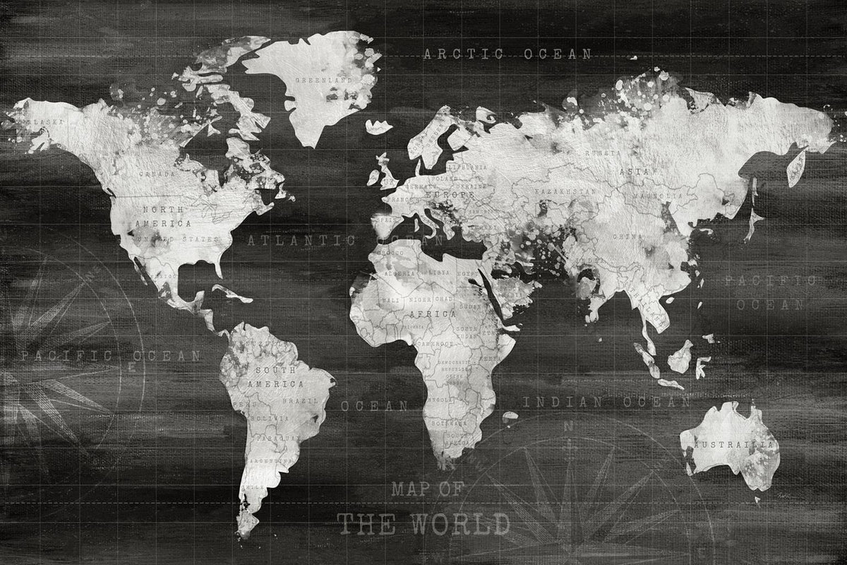 Industrial World Map By Natalie Carpentieri (Small) Giclee Canvas