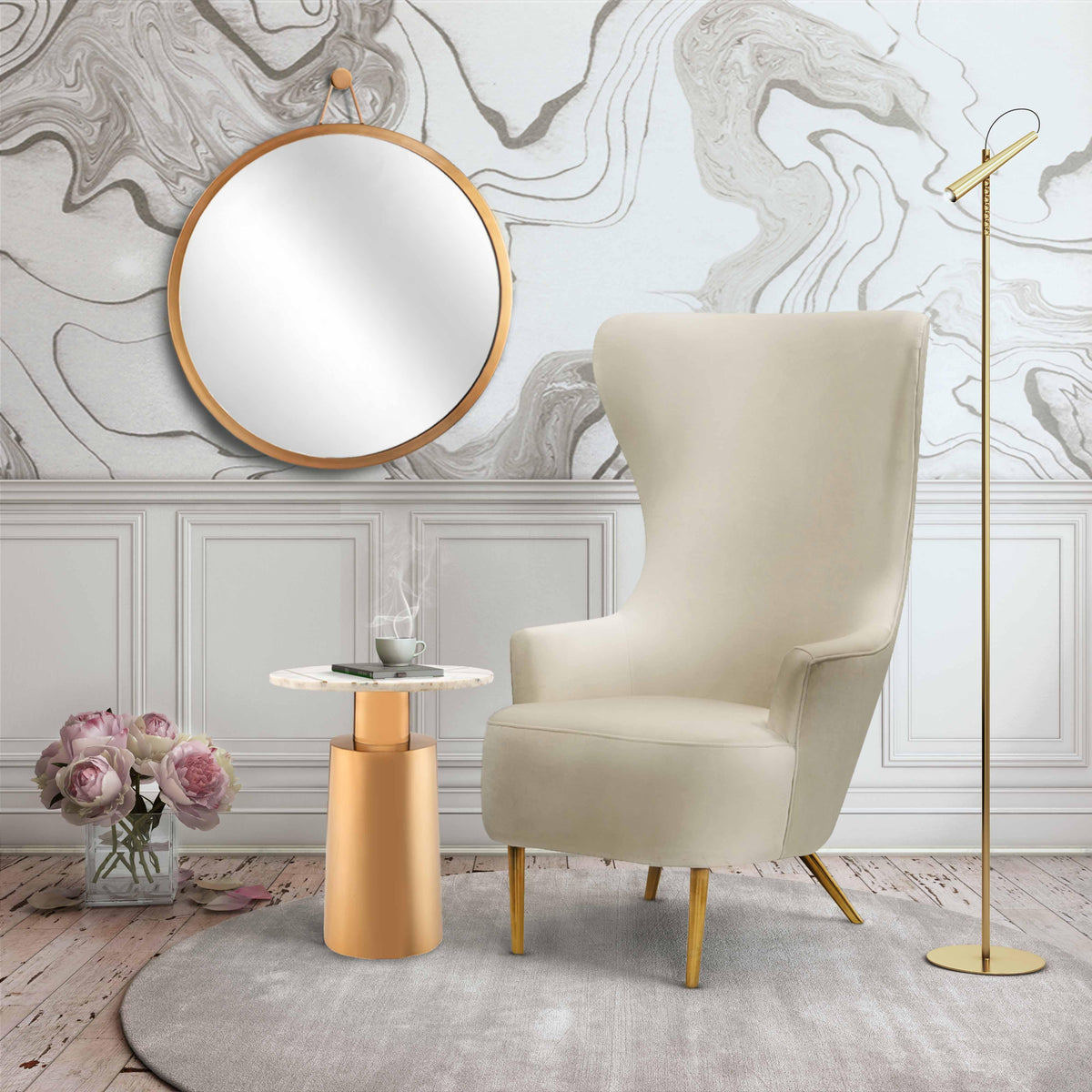 Julia Cream Wingback Chair - UK
