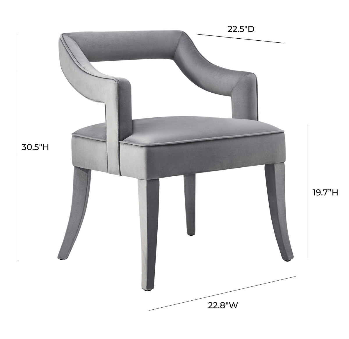 Tiffany Grey Velvet Chair - UK