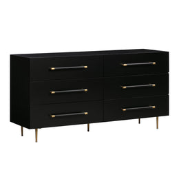 Trident Black 6 Drawer Dresser - UK