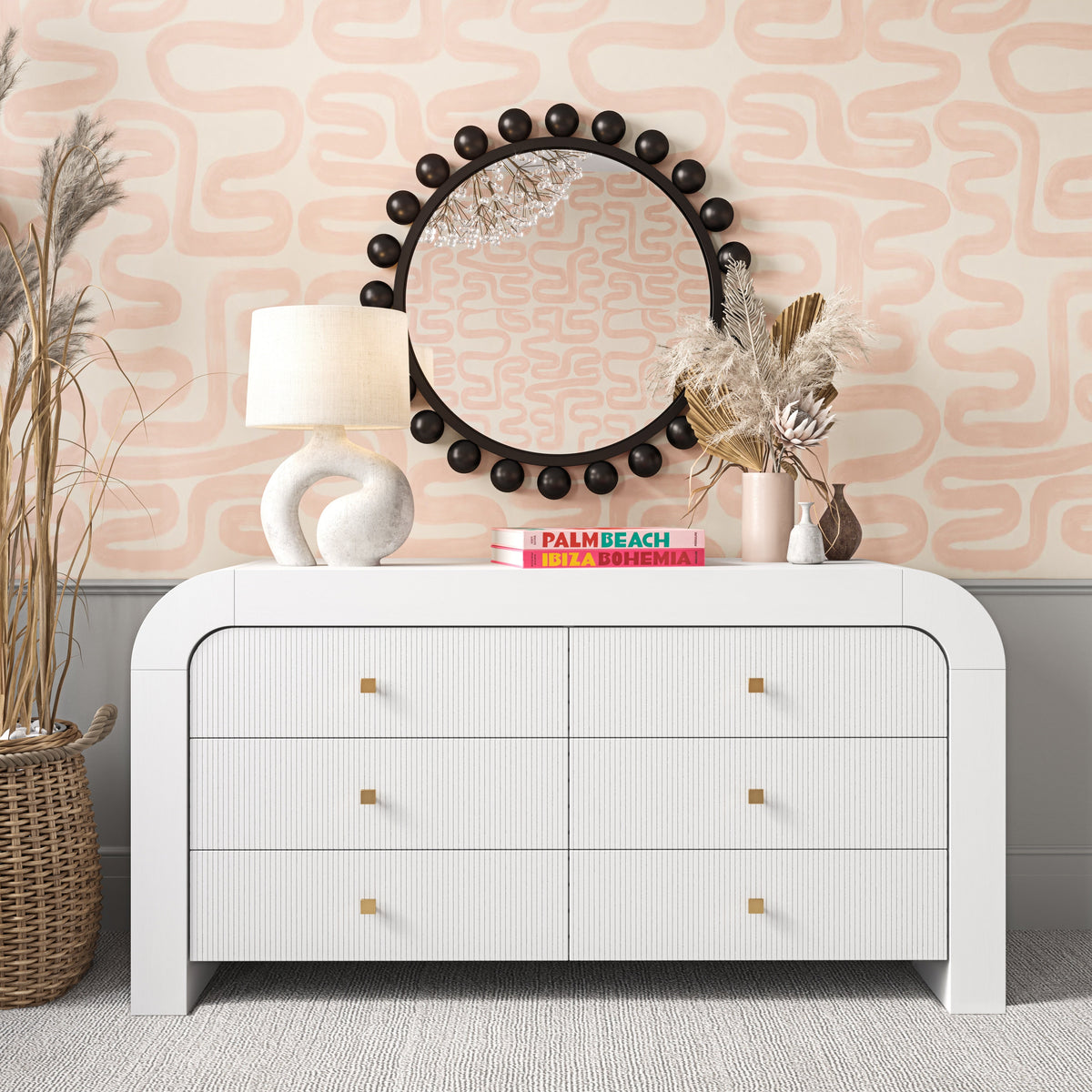 Hump 6 Drawer White Dresser - UK