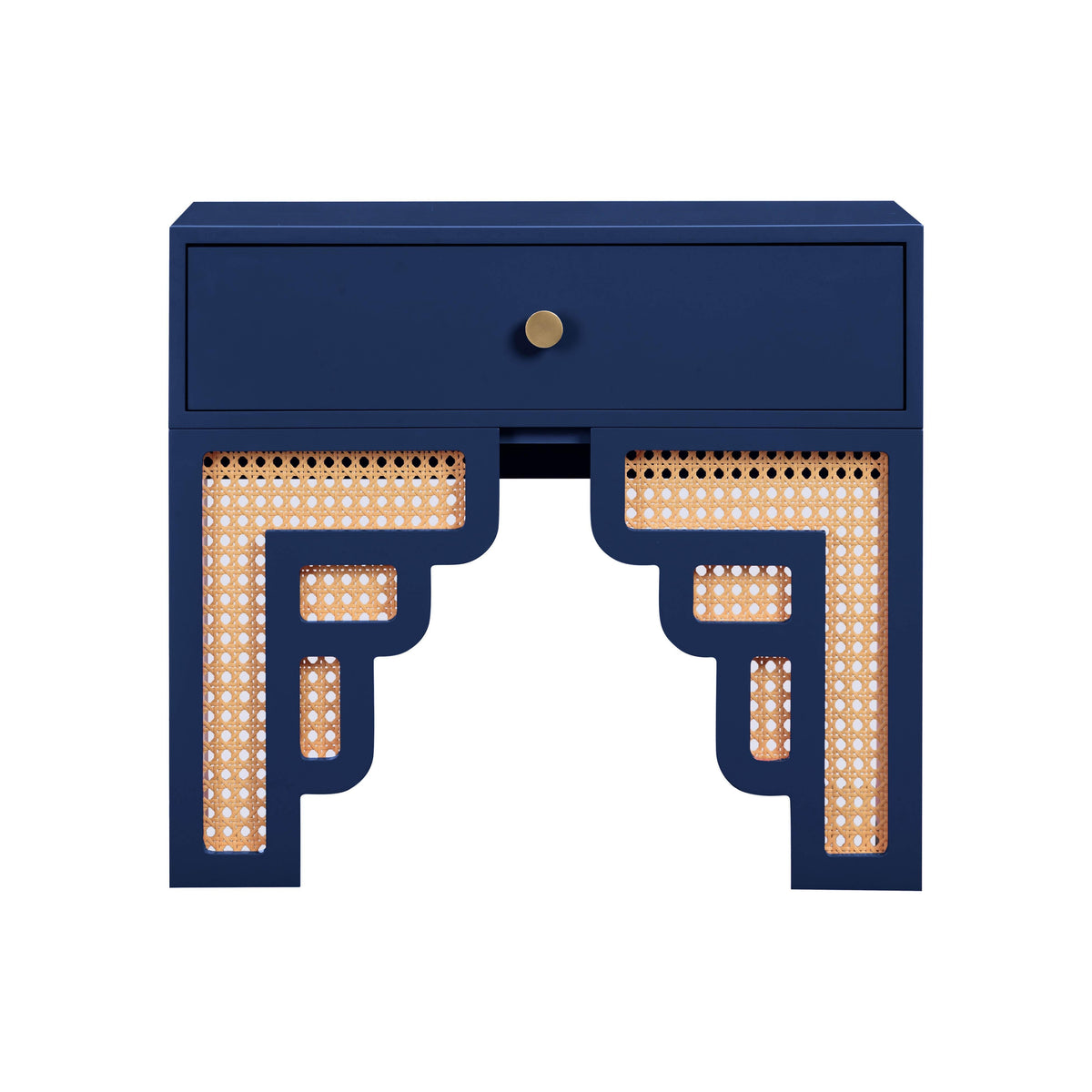 Suzie Navy & Rattan Nightstand