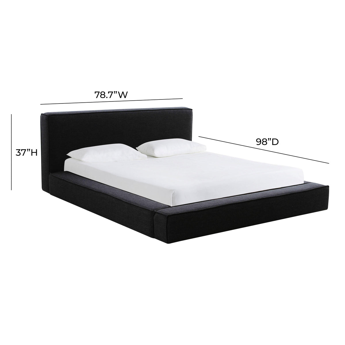 Olafur Black Linen Queen Bed