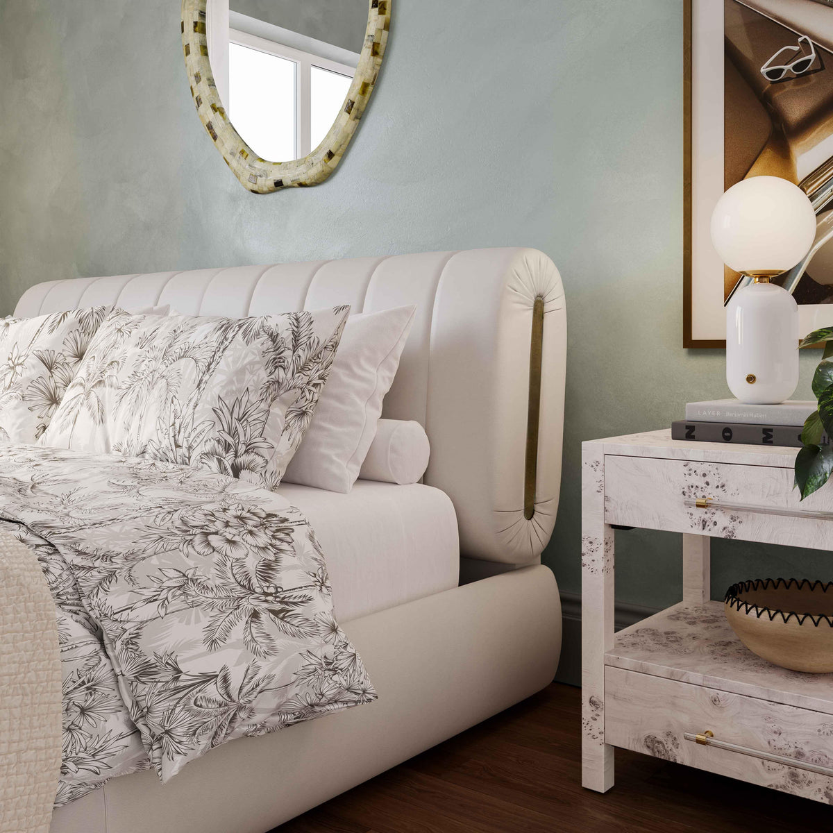 Karol Cream Vegan Leather UK King Bed