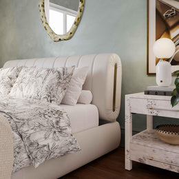 Karol Cream Vegan Leather UK Super King Bed