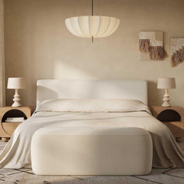 Isla Cream Upcycled Linen Queen Bed
