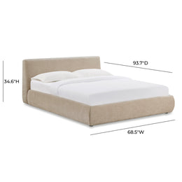 Isla Taupe Textured Velvet Queen Bed
