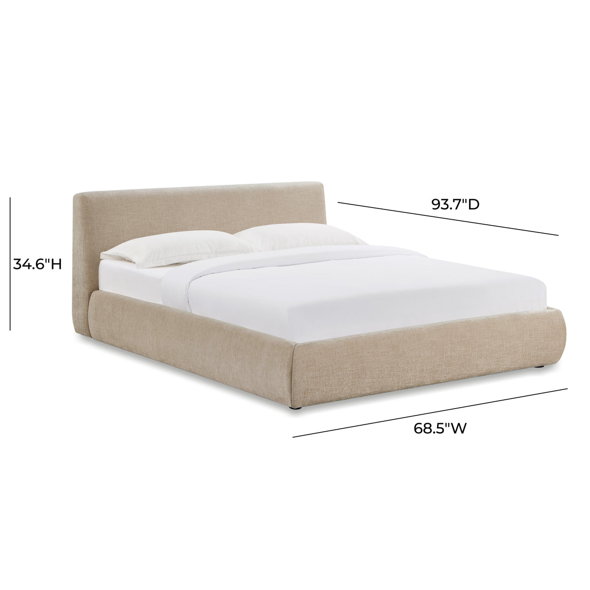 Isla Taupe Textured Velvet Queen Bed