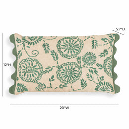 Portia Aqua Embroidered Cotton Flex 20" x 12" Accent Cushion
