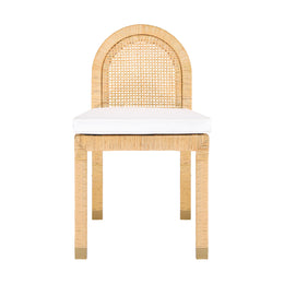 Amara Natural Rattan and Performance Fabric Arched Back Dining Chair