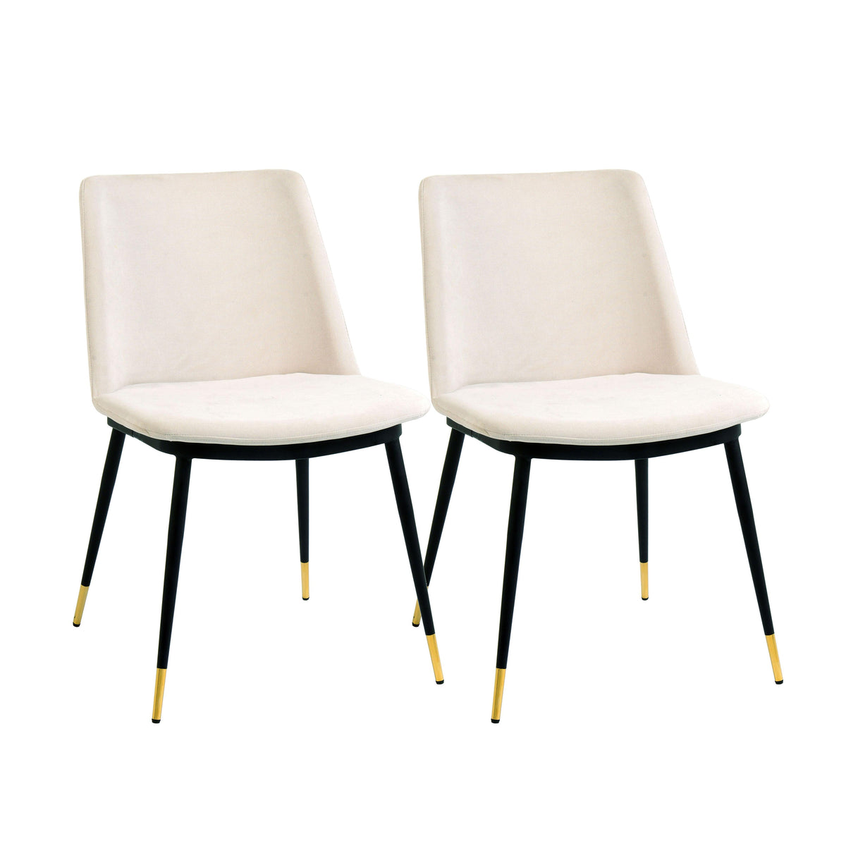 Evora Cream Velvet Chair - Gold Legs (Set of 2)
