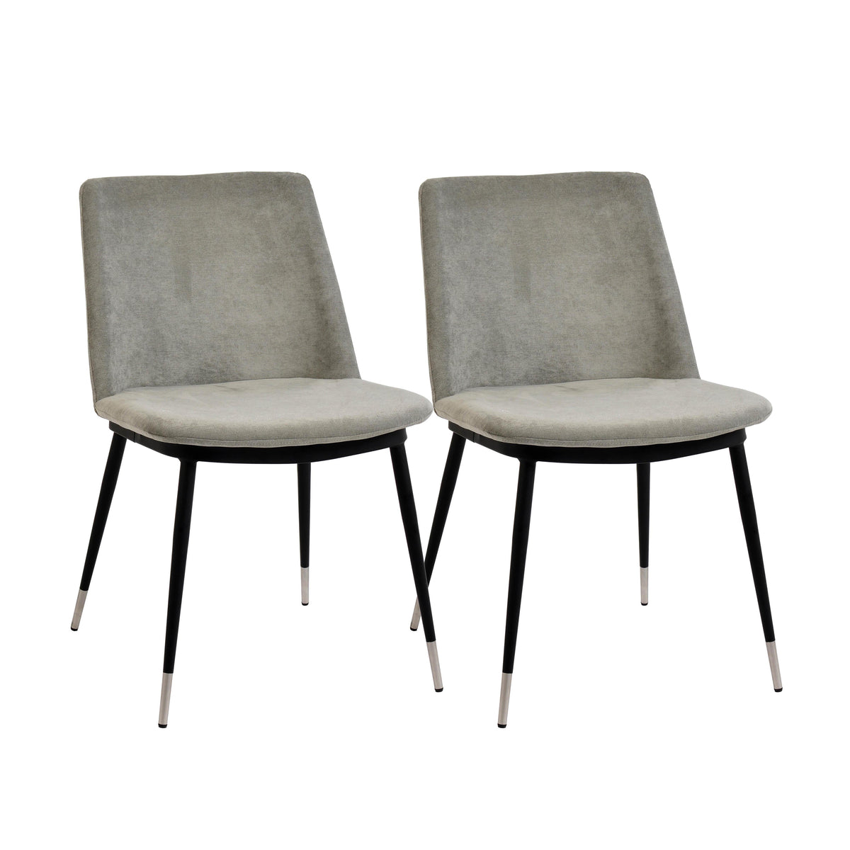 Evora Grey Velvet Chair - Silver Legs (Set of 2)