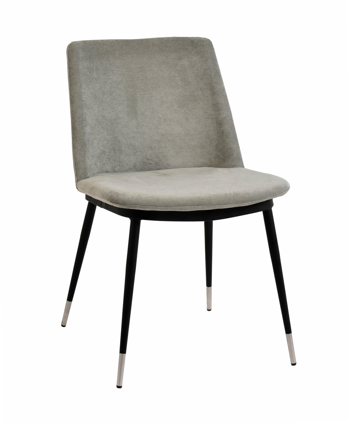 Evora Grey Velvet Chair - Silver Legs (Set of 2)