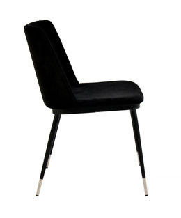 Evora Black Velvet Chair - Silver Legs (Set of 2)