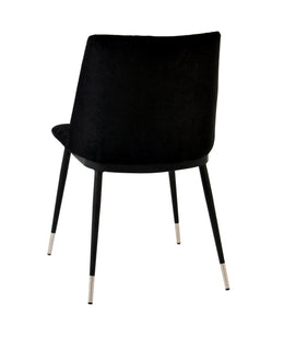 Evora Black Velvet Chair - Silver Legs (Set of 2)