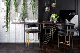 Astrid Grey Velvet Bar Stool - UK