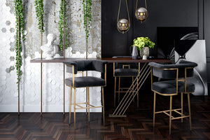 Astrid Grey Velvet Bar Stool - UK