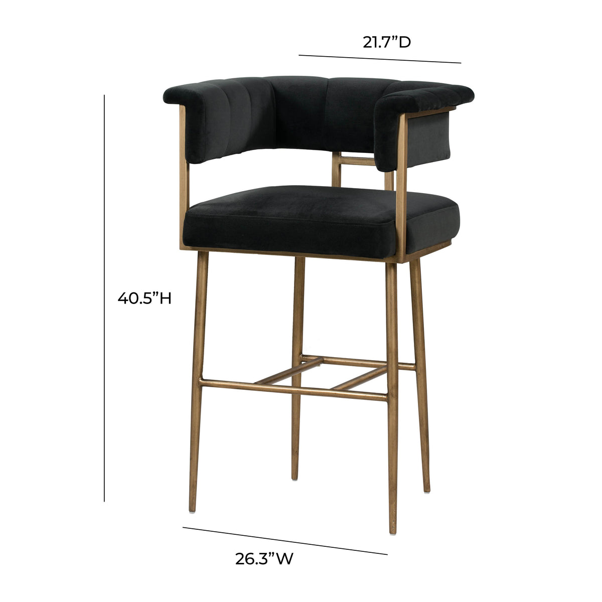 Astrid Grey Velvet Bar Stool - UK