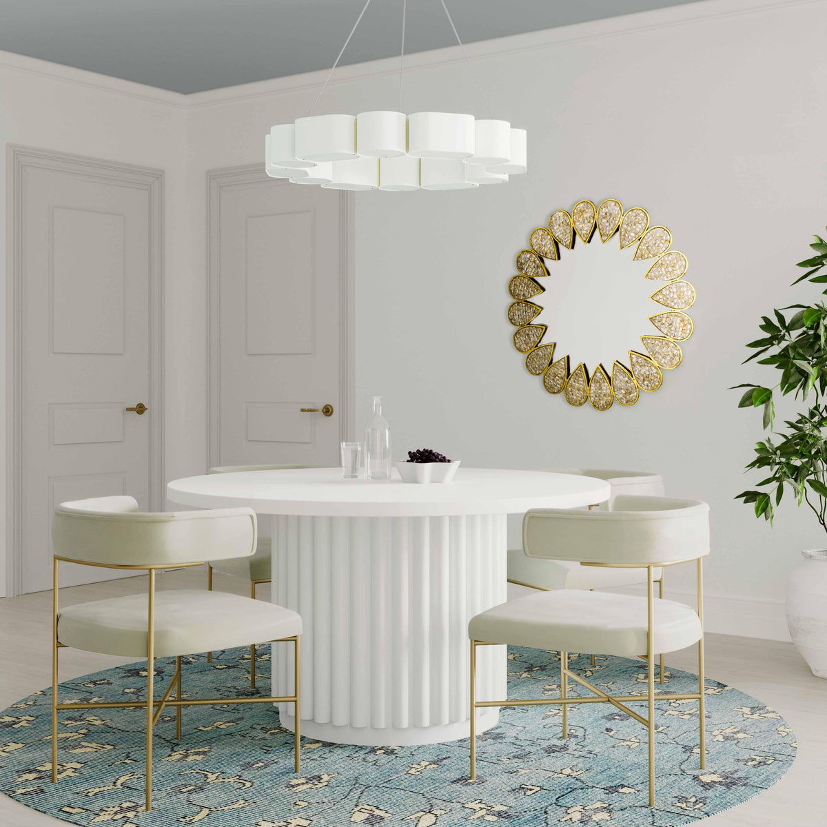 Kali 55 Inch White Round Dining Table - UK