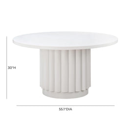 Kali 55 Inch White Round Dining Table - UK