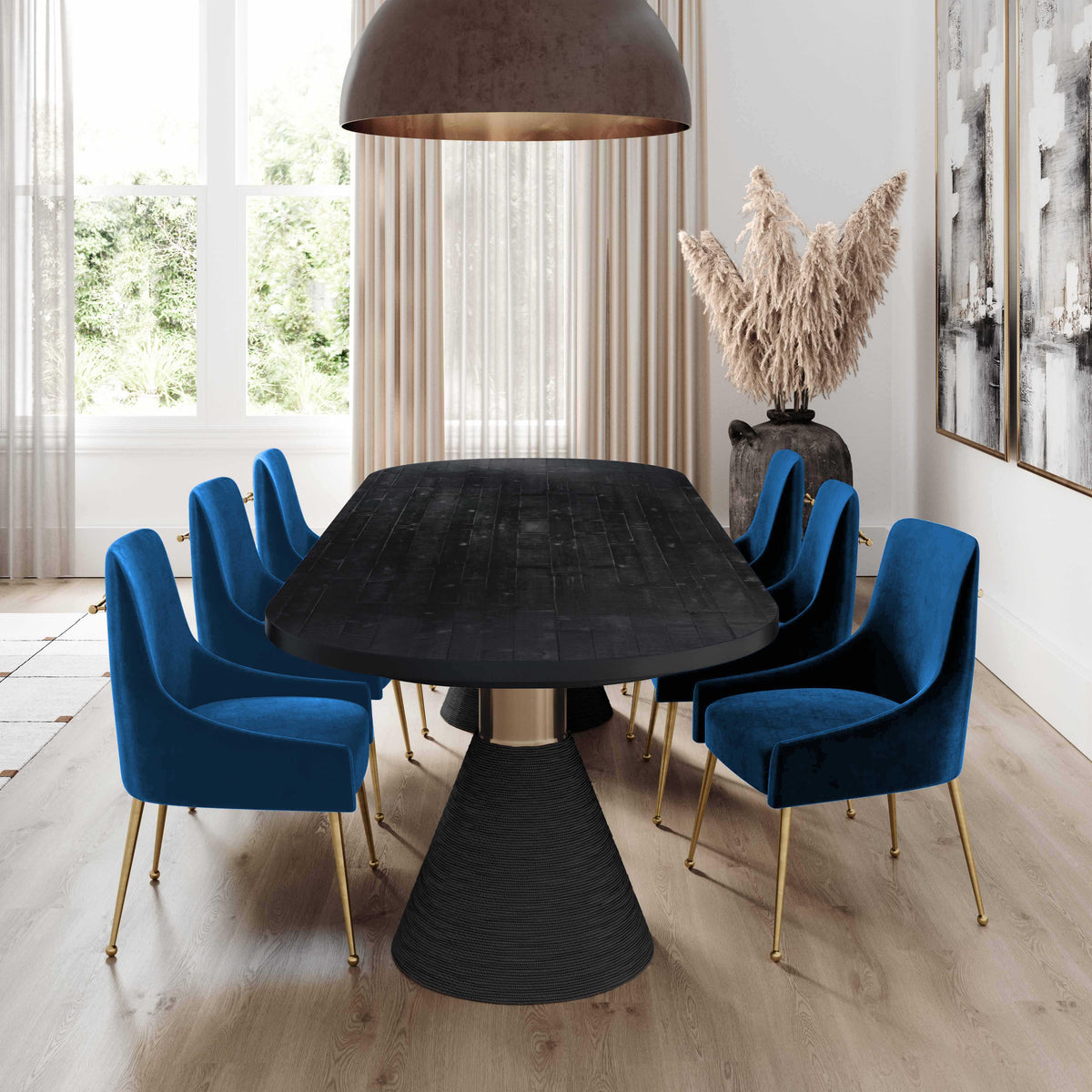 Beatrix Navy Velvet Side Chair - UK