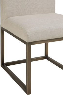 Haute Beige Linen Chair in Brass - UK