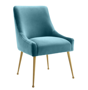 Beatrix Sea Blue Velvet Side Chair - UK