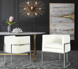 Giselle Cream Velvet Dining Chair Silver Leg - UK