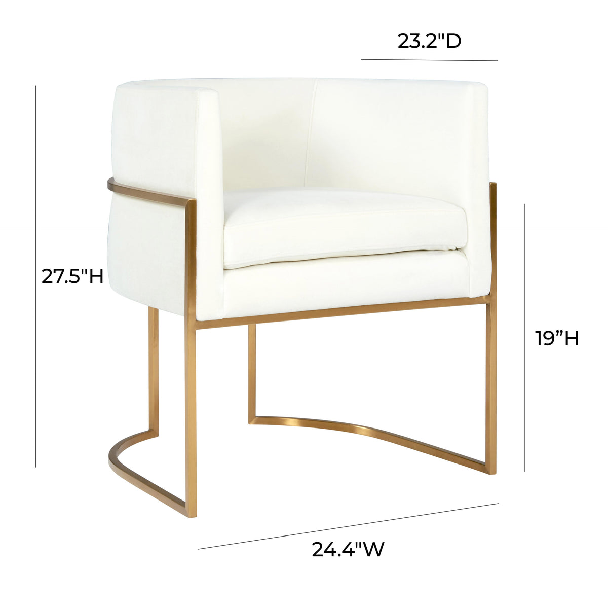 Giselle Cream Velvet Dining Chair Gold Leg - UK